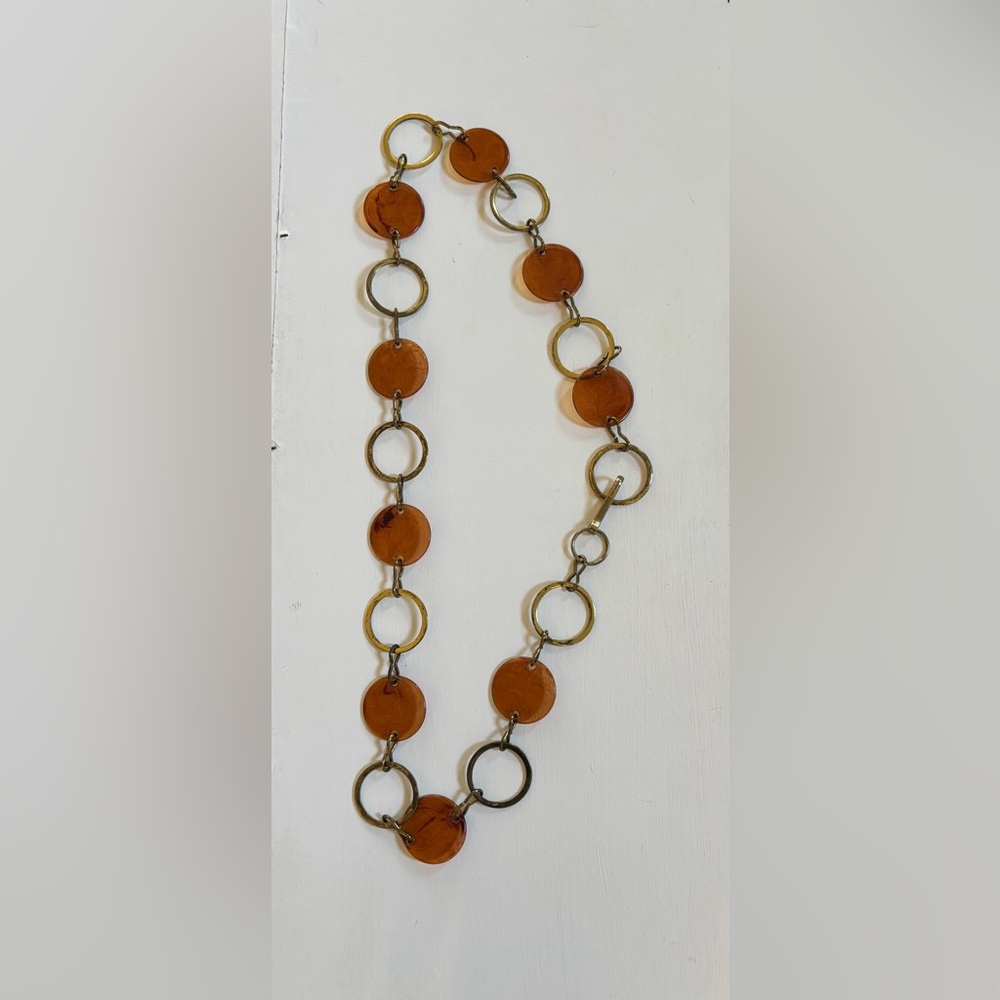 Vintage Adjustable Belt with Circular Lucite Medallions and Chain Links - Picture 6 of 6